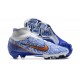 Nike Air Zoom Mercurial Superfly Ix Elite FG White Blue Gold Men High Football Cleats