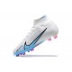 Nike Air Zoom Mercurial Superfly Ix Elite FG White Blue Pink Men High Football Cleats