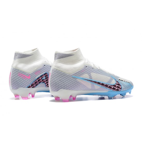 Nike Air Zoom Mercurial Superfly Ix Elite FG White Blue Pink Red Men High Football Cleats