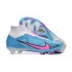 Nike Air Zoom Mercurial Superfly Ix Elite FG White Pink Blue Men High Football Cleats