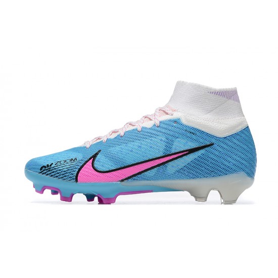 Nike Air Zoom Mercurial Superfly Ix Elite FG White Pink Blue Men High Football Cleats