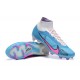 Nike Air Zoom Mercurial Superfly Ix Elite FG White Pink Blue Men High Football Cleats