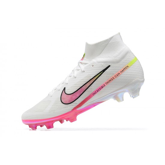 Nike Air Zoom Mercurial Superfly Ix Elite FG White Pink Men High Football Cleats