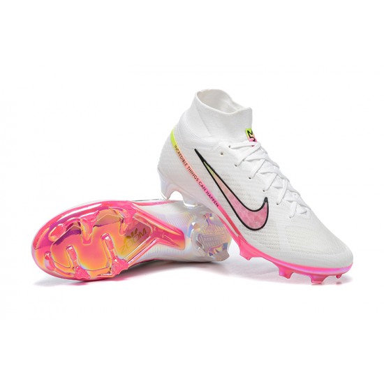 Nike Air Zoom Mercurial Superfly Ix Elite FG White Pink Men High Football Cleats