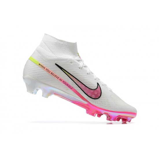 Nike Air Zoom Mercurial Superfly Ix Elite FG White Pink Men High Football Cleats