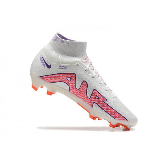 Nike Air Zoom Mercurial Superfly Ix Elite FG White Pink LightPurple Men High Football Cleats