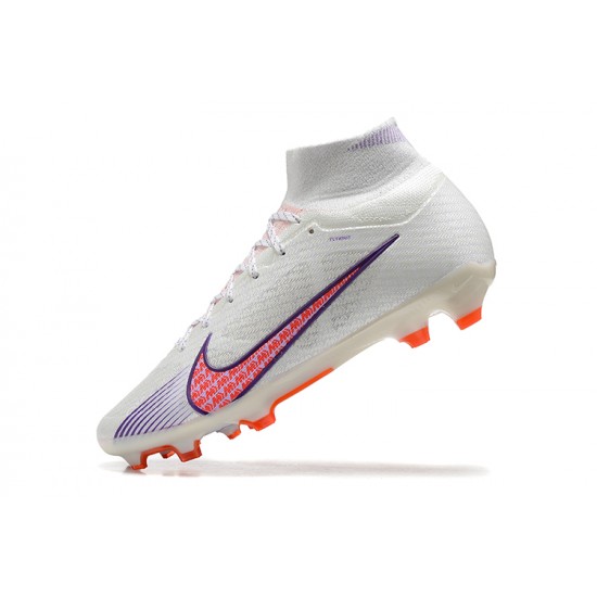 Nike Air Zoom Mercurial Superfly Ix Elite FG White Pink LightPurple Men High Football Cleats