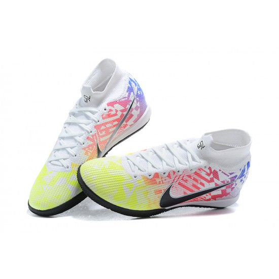 Nike Mercurial Superfly 7 Elite RB MDS IC White BLack Yellow Pink High Men Football Boots