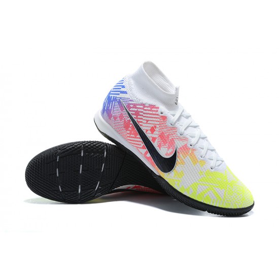 Nike Mercurial Superfly 7 Elite RB MDS IC White BLack Yellow Pink High Men Football Boots