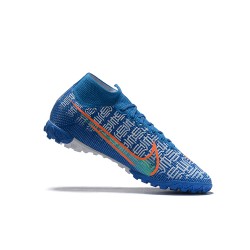 Nike Mercurial Superfly 7 Elite TF Blue White High Men Football Boots