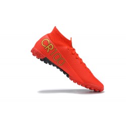 Nike Mercurial Superfly 7 Elite TF Orange Black Gold High Men Football Boots