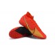 Nike Mercurial Superfly 7 Elite TF Orange Black Gold High Men Football Boots