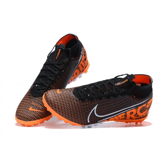 Nike Mercurial Superfly 7 Elite TF Orange Black White High Men Football Boots