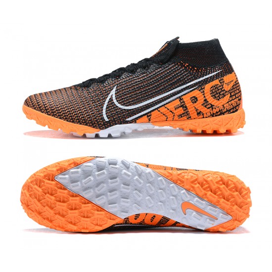 Nike Mercurial Superfly 7 Elite TF Orange Black White High Men Football Boots