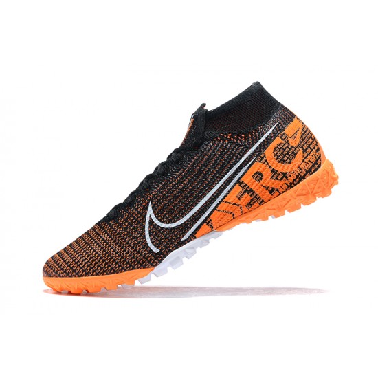 Nike Mercurial Superfly 7 Elite TF Orange Black White High Men Football Boots