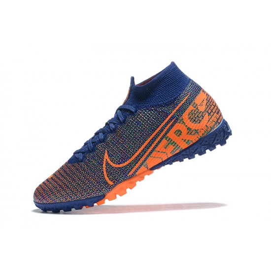 Nike Mercurial Superfly 7 Elite TF Orange Blue Mixtz High Men Football Boots