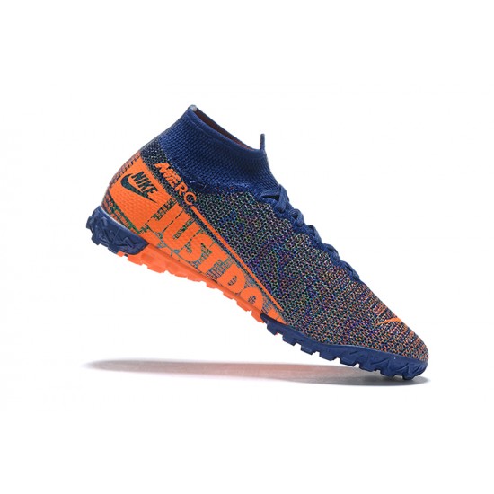 Nike Mercurial Superfly 7 Elite TF Orange Blue Mixtz High Men Football Boots