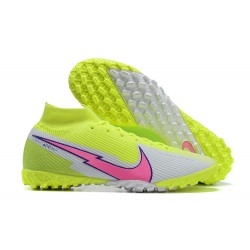 Nike Mercurial Superfly 7 Elite TF Pink Yellow High Men Football Boots