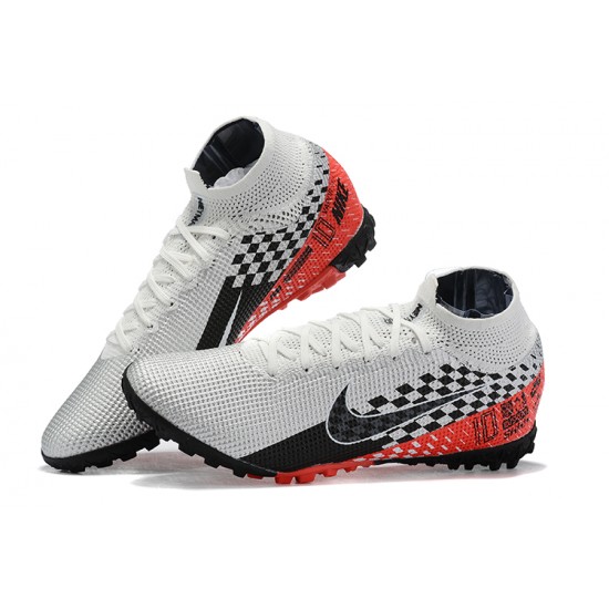 Nike Mercurial Superfly 7 Elite TF White Red Black High Men Football Boots