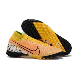Nike Mercurial Superfly 7 Elite TF Yellow Grenn Orange White Black High Men Football Boots