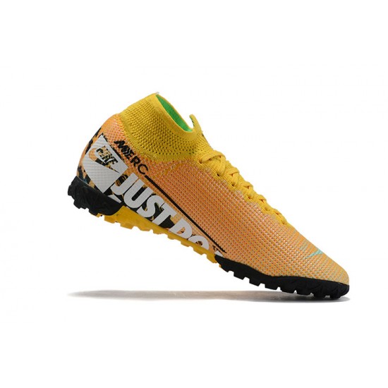 Nike Mercurial Superfly 7 Elite TF Yellow Grenn Orange White Black High Men Football Boots