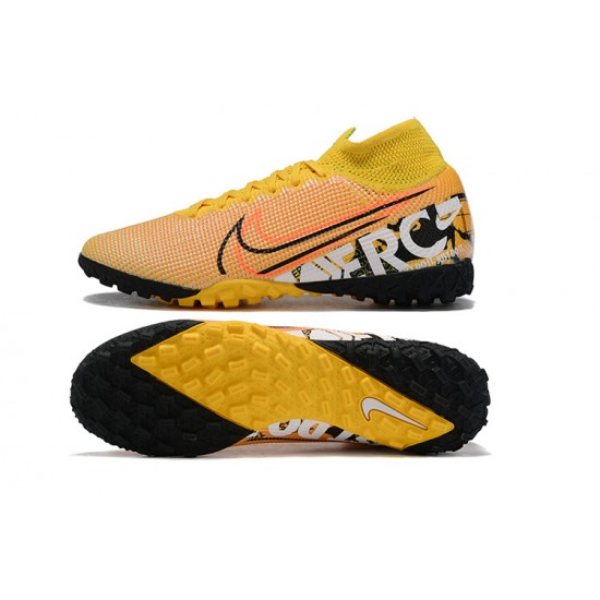 Nike Mercurial Superfly 7 Elite TF Yellow Grenn Orange White Black High Men Football Boots