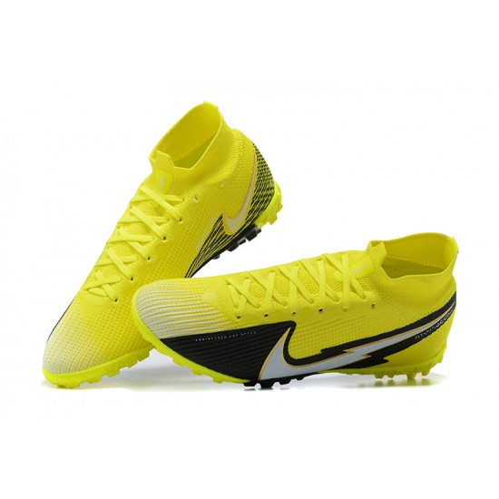 Nike Mercurial Superfly VII 7 Elite TF Black Yellow High Men Football Boots