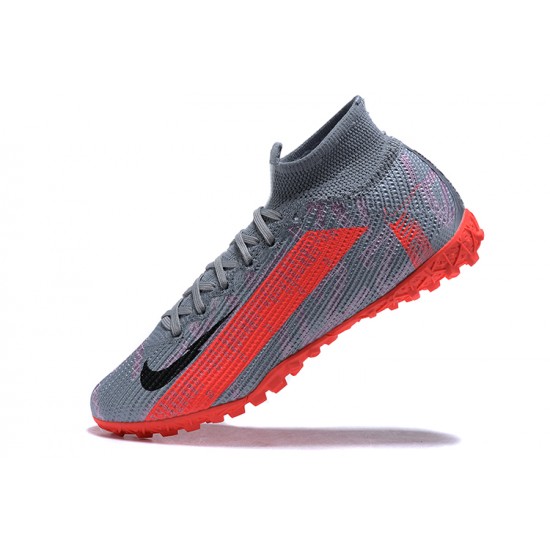 Nike Mercurial Superfly VII 7 Elite TF Gray Orange High Men Football Boots