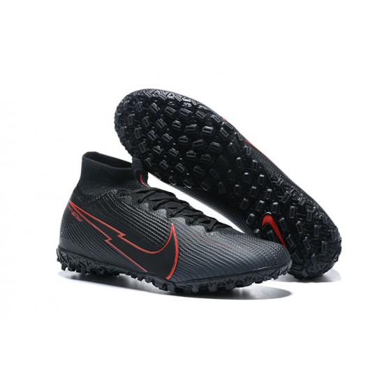 Nike Mercurial Superfly VII 7 Elite TF Red Black High Men Football Boots