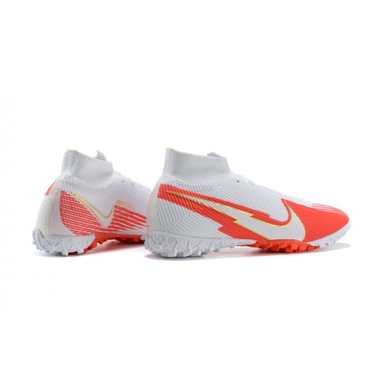 Nike Mercurial Superfly VII 7 Elite TF Red White Orange High Men Football Boots