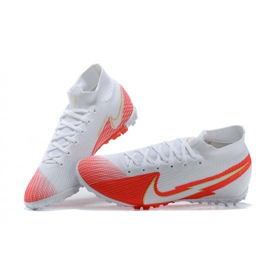 Nike Mercurial Superfly VII 7 Elite TF Red White Orange High Men Football Boots