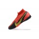 Nike Mercurial Superfly VII 7 Elite TF Red Yellow Black High Men Football Boots