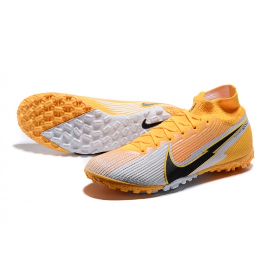 Nike Mercurial Superfly VII 7 Elite TF Yellow Gray Black High Men Football Boots