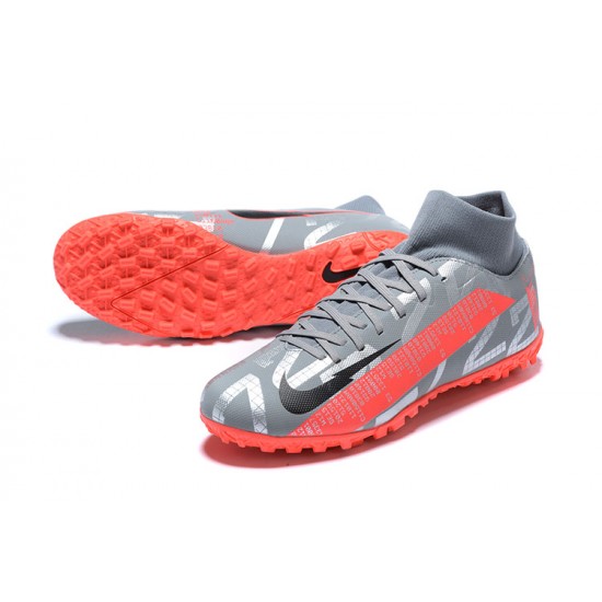 Nike Mercurial Superfly VII Club TF Gray Orange Black High Men Football Boots