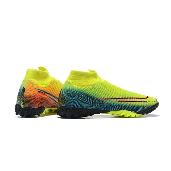 Nike Mercurial Superfly VII Club TF Red Green Black Yellow High Men Football Boots