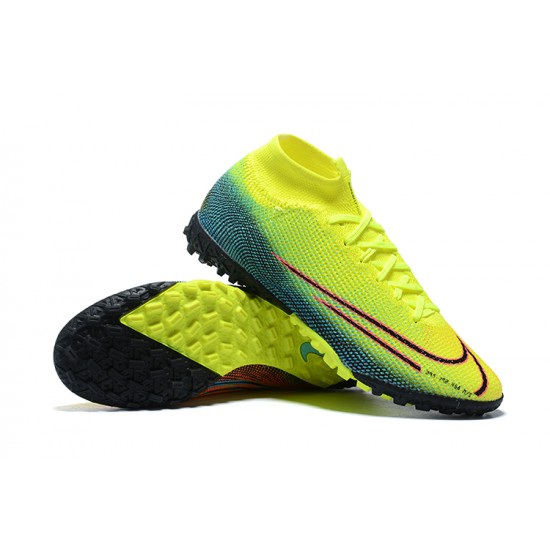 Nike Mercurial Superfly VII Club TF Red Green Black Yellow High Men Football Boots