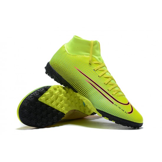 Nike Mercurial Superfly VII Club TF Red Light/Green Black Yellow High Men Football Boots