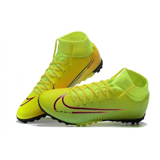Nike Mercurial Superfly VII Club TF Red Light/Green Black Yellow High Men Football Boots