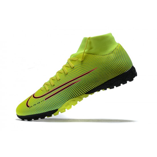 Nike Mercurial Superfly VII Club TF Red Light/Green Black Yellow High Men Football Boots