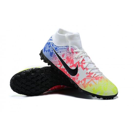 Nike Mercurial Superfly VII Club TF White Black Blue Yellow Orange High Men Football Boots