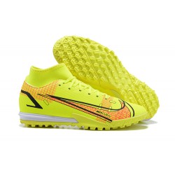 Nike Mercurial Superfly VIII Academy TF Yellow Black White Orange High Men Football Boots