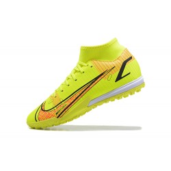 Nike Mercurial Superfly VIII Academy TF Yellow Black White Orange High Men Football Boots