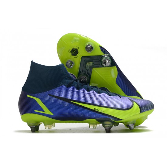 Nike Mercurial Vapor XIV Elite SG PRO Anti Clog High Deep Blue Yellow Men Football Boots