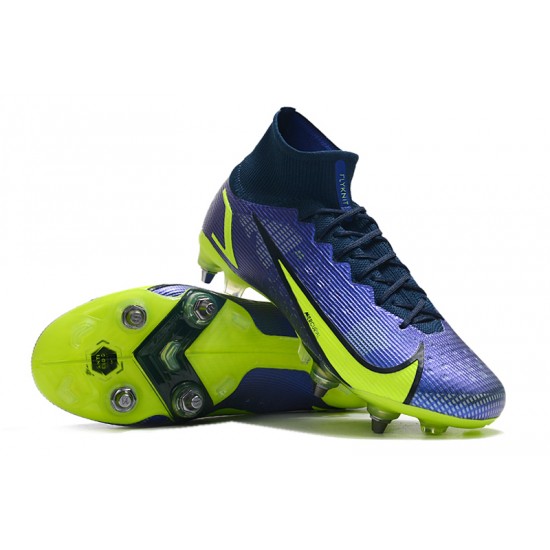 Nike Mercurial Vapor XIV Elite SG PRO Anti Clog High Deep Blue Yellow Men Football Boots