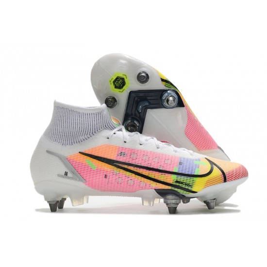 Nike Mercurial Vapor XIV Elite SG PRO Anti Clog High White Pink Men Football Boots