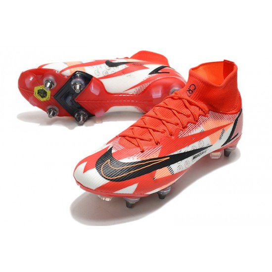 Nike Mercurial Vapor XIV Elite SG PRO Anti Clog High White Red Men Football Boots