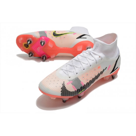 Nike Mercurial Vapor XIV Elite SG PRO Anti Clog High White Red Men Football Boots