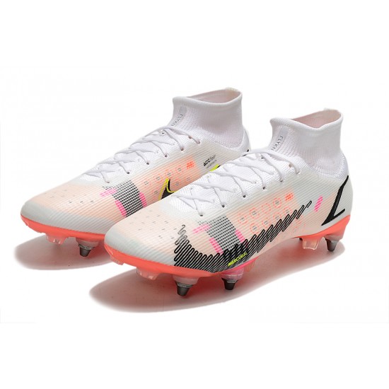 Nike Mercurial Vapor XIV Elite SG PRO Anti Clog High White Red Men Football Boots