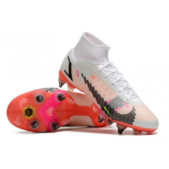 Nike Mercurial Vapor XIV Elite SG PRO Anti Clog High White Red Men Football Boots