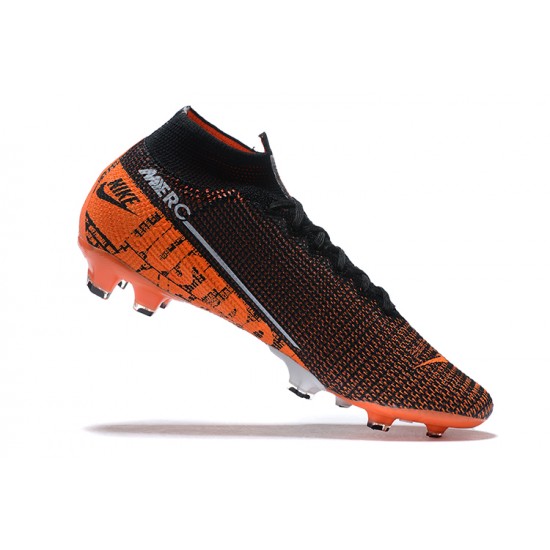 Nike Superfly 7 Elite SE FG Black Orange White High Men Football Boots